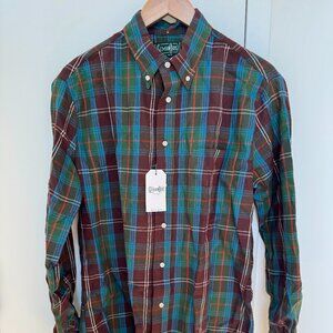 NWT Gitman Vintage Chocolate Cobalt Lightweight Flannel sz L